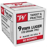 Main product image for Winchester USA Pistol Ammo 9mm 115 FMJ USA PARA 50 rd.