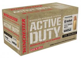 Main product image for Winchester Active Duty Mil-Spec Full Metal Jacket Flat Nose 9mm Ammo 115 gr 100 Round Box