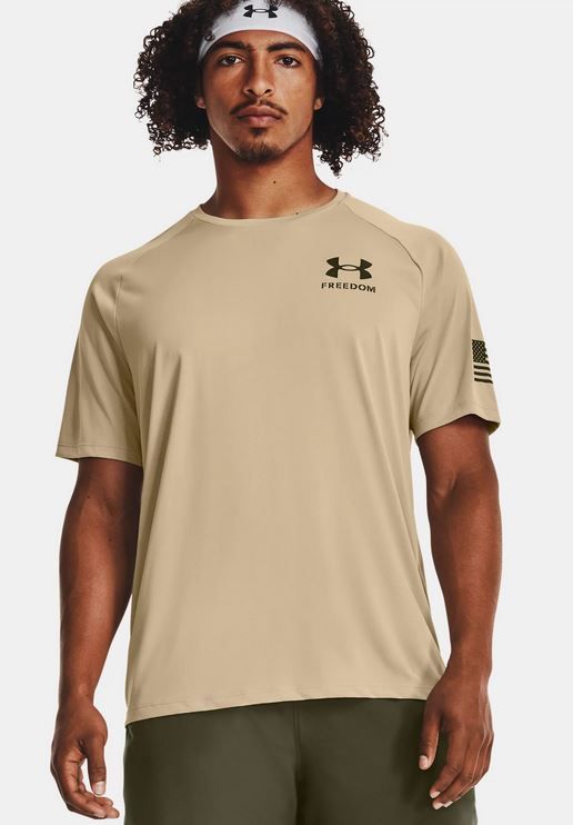 Under Armour Tech Freedom Short Sleeve T-Shirt, Desert Sand, Men's