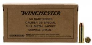 Winchester Service Grade  38Spl  130gr FMJ Brass Case 50rd box - SG38W