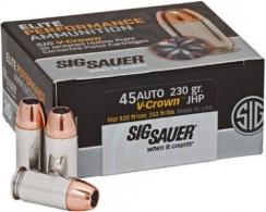 Sig Sauer Elite V-Crown Jacketed Hollow Point 45 ACP Ammo 50 Round Box - 51