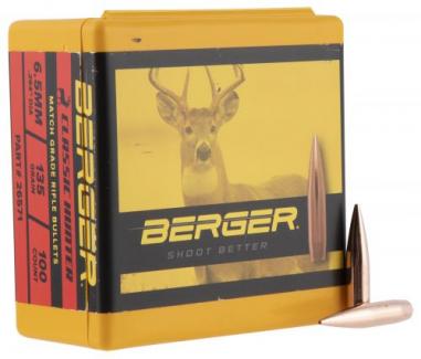 Berger Bullets 26571 Classic Hunter 6.5 Creedmoor .264 135 gr Boat-Tail (BT) 100 Per Box - 26571