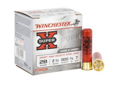 Winchester Super X Xpert High Velocity Steel 28 Gauge Ammo 7 Shot 25 Round Box - WE28GT7