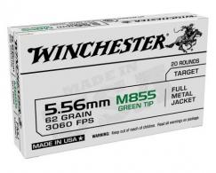 Winchester Full Metal Jacket GreenTip 5.56x45mm NATO Ammo 62 gr 150 Round Box - WM855150