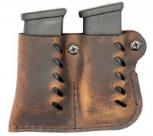 Versacarry Double Adjustable Single Stack Mag Pouch Belt fits Glock Distressed Brown Buffalo Leather - 72221