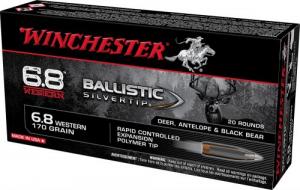 Winchester Ammo Ballistic Silvertip 6.8 Western 170 gr Rapid Controlled Expansion Polymer Tip 20 Bx/10 Cs - SBST68W