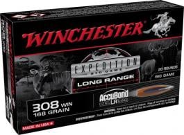 Winchester Ammo Expedition Big Game Long Range 308 Win 168 gr AccuBond Long Range 20 Bx/10 Cs - S308LR