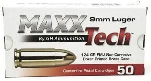 Tulammo  MaxxTech 9mm Luger Ammo 124gr Full Metal Jacket  50rd box
