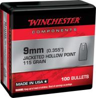Winchester Ammo Centerfire Handgun Reloading 9mm .355 115 gr Jacketed Hollow Point (JHP) 100 Per Box - WB9JHP115X