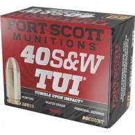 Fort Scott Munitions TUI Solid Copper 40 S&W Ammo 125 gr 20 Round Box - 400125SCV