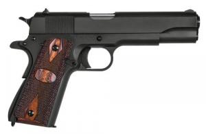 Auto-Ordnance 1911-A1 GI Spec 9mm Luger 5" 9+1 Matte Black Steel Checkered Wood with Integrated US Logo Grip - 1911BKO9W
