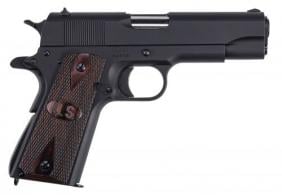 Auto-Ordnance 1911-A1 Commander 45 ACP 4.25" 7+1 Matte Black Steel Checkered Wood with Integrated US Logo Grip - 1911BKOCW