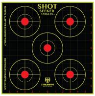 Triumph Systems Round Seeker Reactive Target 4" Bullseye Paper Hanging Pistol/Rifle 12" x 12" Black/Red/Yellow 10 Pk. - 090020002