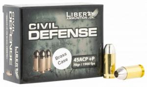 Liberty Ammunition LACD45013BC Civil Defense 45 ACP +P 78 gr 1900 fps Lead-Free Fragmenting Hollow Point (LFFHP) Brass Case 20 B - 724