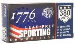 1776 USA 1776380070 Lead Free Sporting 380 ACP 70 gr Lead Free Ball 50 Per Box/20 Cs - 1161