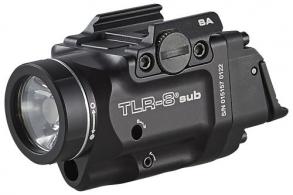 Streamlight 69419 TLR-8 Sub w/Laser Red Laser 500 Lumens 640-660nM Wavelength, Black 141 Meters Beam Distance - TLR8