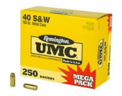 Remington Ammunition 23773 UMC 40 S&W 165 gr Full Metal Jacket (FMJ) 250 Bx/ 4 Cs (Mega Pack) - L40SW4A