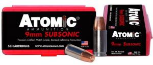 Atomic Pistol Subsonic 9mm+P 147 gr Bonded Match Hollow Point 50 Bx/ 10 Cs - 00438