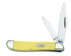 Case Folding Knife w/Clip/Pen Blades & Yellow Synthetic Hand