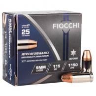 Fiocchi  Hyperformance ammo 9mm Luger 115GR  Hornady XTP Hollow Point 25rd box - 9XTP25