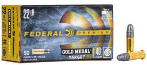 Federal .22 LR  40 Grain 50/box Gold Medal HV Solid