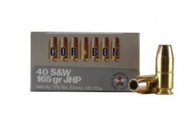 Cor-Bon Self Defense Jacketed Hollow Point 40 S&W Ammo 165 gr 20 Round Box - SD40165/20