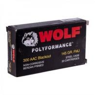 Wolf Polyformance  300 AAC Blackout Ammo 145gr FMJ  20 Round Box - 300AACFMJ