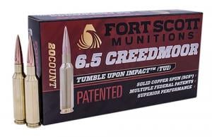 Fort Scott Munitions TUI Solid Copper 6.5mm Creedmoor Ammo 130 gr 20 Round Box - 65CM130SCV2