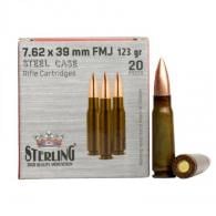 Sterling 7.62x39 Ammo 123gr FMJ 20rd box - goaaster76239