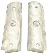 Ajax White Pearlite Revolver Grip w/Medallion For Smith & We - 22MCCGWP
