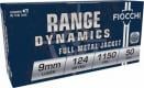 Main product image for Fiocchi Range Dynamics Ammo 9mm 124gr Full Metal Jacket 50 Round Box