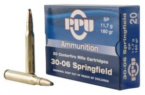 PRVI  PPU  Rifle 30-06 Springfield Ammo  180gr Soft Point  20rd box - PP30063