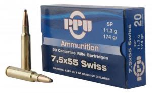 PPU Metric Rifle 7.5x55mm Swiss 174 gr Soft Point (SP) 20 Bx/ 10 Cs - PP7SS