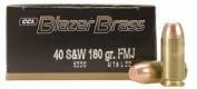 CCI Blazer Brass Full Metal Jacket 40 S&W Ammo 180 gr 50 Round Box - 5220
