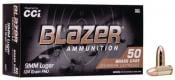 Main product image for CCI Blazer Brass 9mm 124gr FMJ 50 Round Box