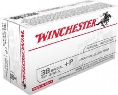 Winchester USA 38 Special 125 Grain Jacketed Hollow Point +P 50rd box - USA38JHP