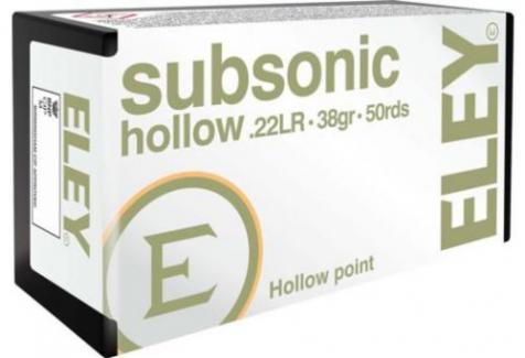 Eley Sub Sonic 22LR, 38gr. Hollow Point, 50rds/Box - 05400