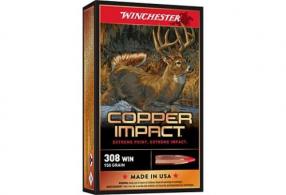 Winchester Copper Impact Extreme Point Copper 308 Winchester Ammo 20 Round Box - X308DSLF