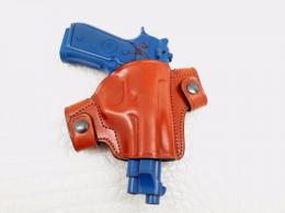 Brown Beretta 92FS OWB Snap-on Right Hand Leather Holster - 42862887403676