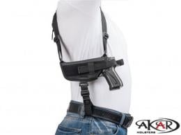 LEFT Browning HP 4" 5"   Nylon Horizontal Shoulder Holster with Double Mag Pouch RH - 42862466728092