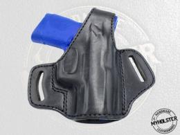 BLACK Smith and Wesson M&P Compact OWB Thumb Break Right Hand Leather Belt Holster - 12MYH105LP_BL