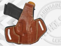 Brown / Right For Glock 43X OWB Thumb Break Leather Belt Holster - Choose Your Hand and Color - 5MYH105LP_BR