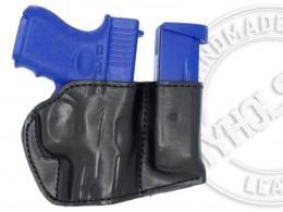 BLACK / RIGHT For Glock 43X  Holster and Mag Pouch Combo - OWB Leather Belt Holster - 7MYH107LP_BL