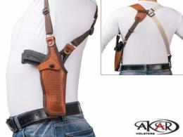 Brown / Right Vertical Shoulder Leather Holster for Sig SP2022 (with rail) - KA6103C_BR