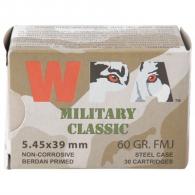 Wolf Military Classic 5.45x39 60gr FMJ 30/bx (30 rounds per box) - WOMC545BFMJ