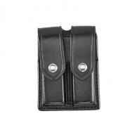Aker Leather Double Magazine Black Plain with Chrome Studs Pouch Size 4 - A510-BP-4-CH