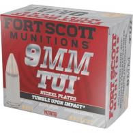 Fort Scott Munition Nickel Plated Pistol Ammo 9mm 80 gr. TUI 20 rd. - 9MM-080-SCVNIC