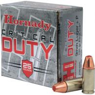 Hornady Critical Duty Pistol Ammo 9mm +P 135 gr. FlexLock 25 rd.