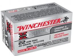 Winchester Ammo X22MH Super X 22 WMR 40 gr Jacketed Hollow Point (JHP) 50 Bx/40 Cs - X22MH