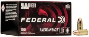 Federal American Eagle Full Metal Jacket 9mm Ammo 100 Round Box - AE9DP100